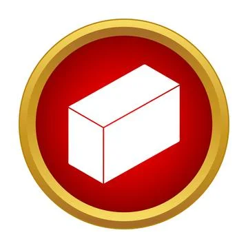 White brick icon on red button with gold border Illustrazione stock