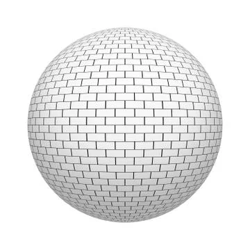 White brick pattern texture of sphere or ball, geometric shape isolated on wh イラスト素材