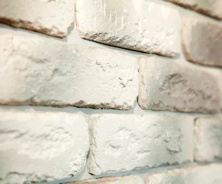 White brick texture wall background angle view Stock Photos