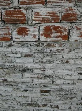 White brick wall background with different elements in a blur effect Fotos de archivo