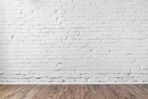 White brick wall for background or texture Stock Photos