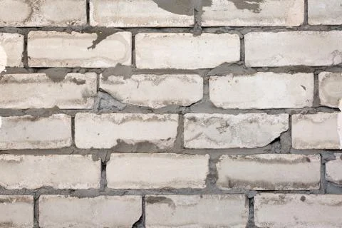 White brick wall background texture closeup Stock Photos