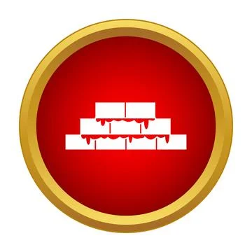 White brick wall blocking red circle icon Stock Illustration