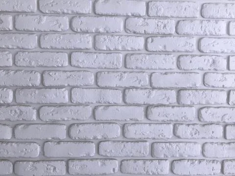 White brick wall close up. Brick background. Stock Photos