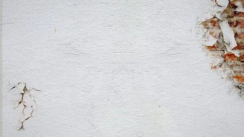 White brick wall crack collapses Stock Footage 118075544