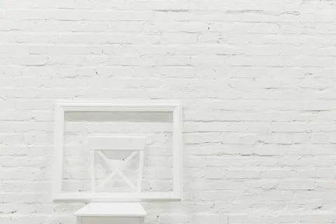 White brick wall empty frame Stock Photos
