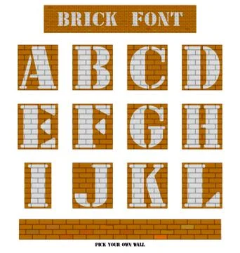 White on brick wall A to L Stock Illustration