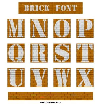 White on brick wall M to X Stock Illustration