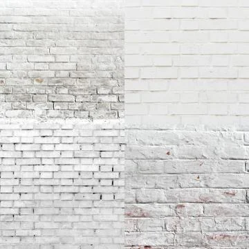 White brick wall pattern texture set Stock Photos