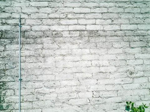 White brick wall with plastic pipe Stock Photos
