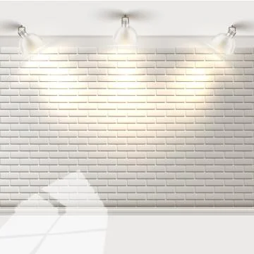 White brick wall with reflectors, vector Stock Illustration