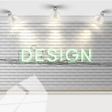White brick wall with reflectors, vector Stock Illustration