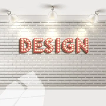 White brick wall with reflectors, vector Stock Illustration