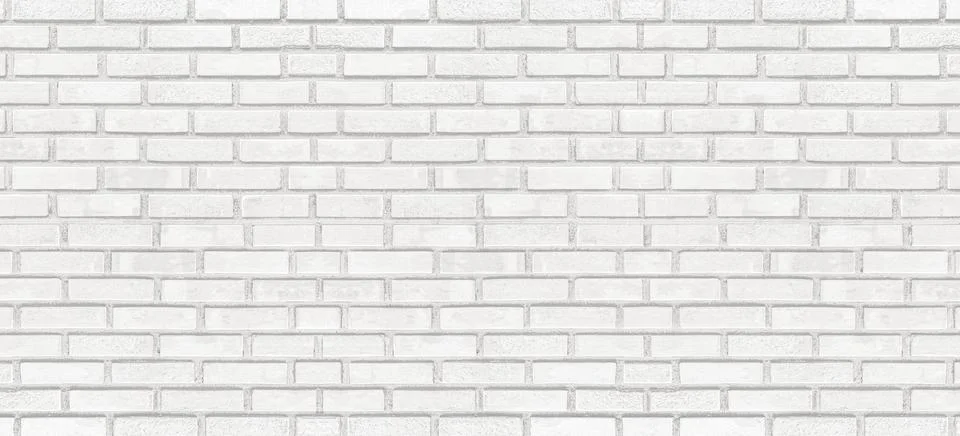 White brick wall texture background in rural room. Stock Photos