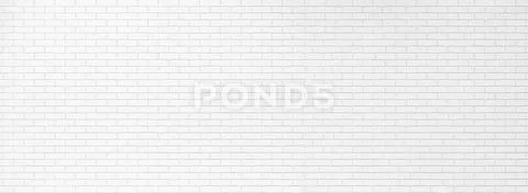 White Brick Wall Texture Banner Design. Empty Abstract Wide Screen Background Stock Photos