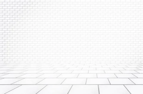 White brick wall texture with stone tile walkway Stock Illustration