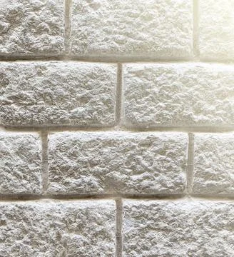 White brick wall, texture of whitened masonry as a background Stock Photos