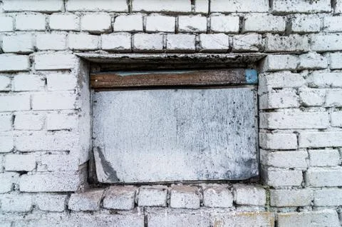 White brick wall with a window, building structures, abandoned building Фото