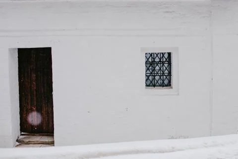 The white brick wall with a window Stock Photos