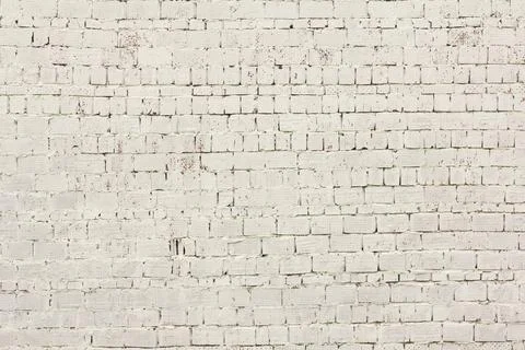 White brick wall.Brick background.The brick wall of the old building is paint Foto stock