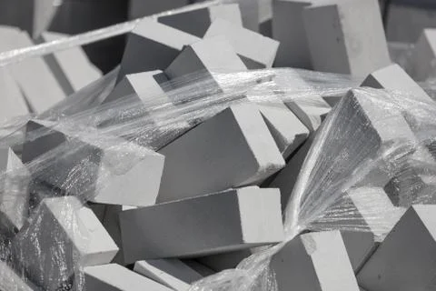 White bricks on the construction site as a building material Fotos de archivo
