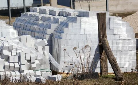 White bricks on the construction site as a building material Stock Photos