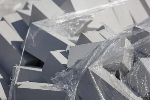 White bricks on the construction site as a building material 스톡 사진
