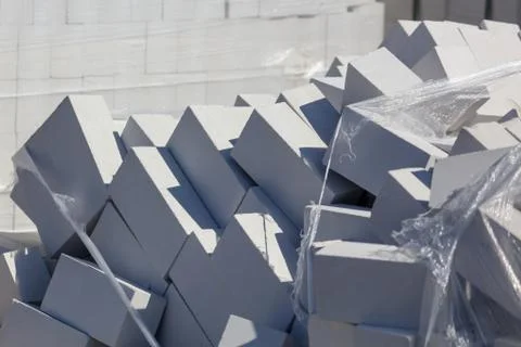 White bricks on the construction site as a building material 写真素材