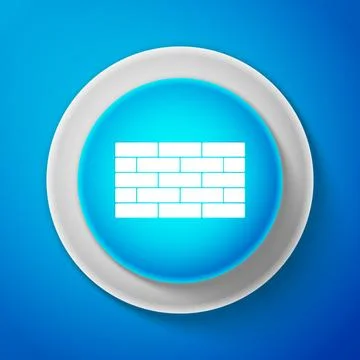 White Bricks icon isolated on blue background. Circle blue button with white イラスト素材