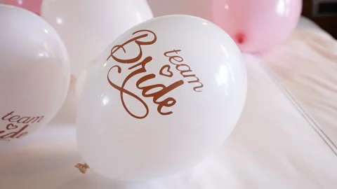 White bride baloons at a wedding, fa01 Stock Footage 277873890