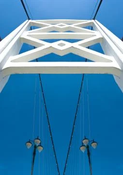 White bridge constructure over blue sky 스톡 사진