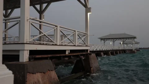 White bridge over the sea Video stock 234307052