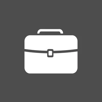 White briefcase icon on a dark background Stock Illustration