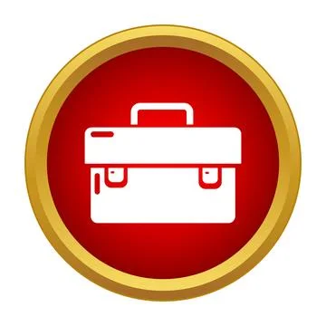 White briefcase or toolbox icon on red background Stock Illustration
