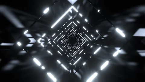 White Bright Infinity Neon Abstract Corridor Background VJ Loop l 4K Stock Footage 297470667