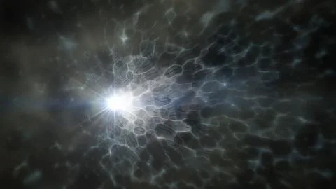 White Bright Shooting Star with Exploding Tail in Dark Space Иллюстрация