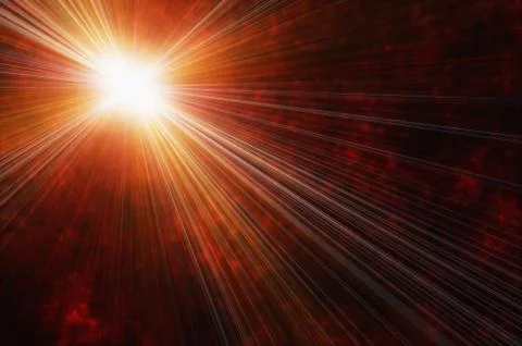 White bright star on a fire clouds background Illustrazione stock