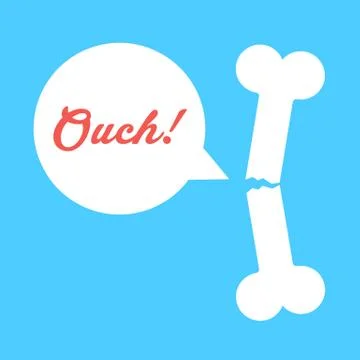 White broken bone says ouch Stock Illustration