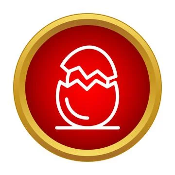 White broken egg with a golden border on red background Stock Illustration