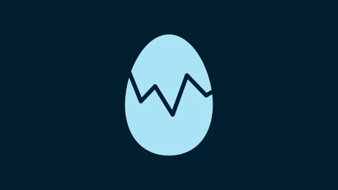 White Broken egg icon isolated on blue background. Happy Easter. 4K Video motion 動画素材 229573670