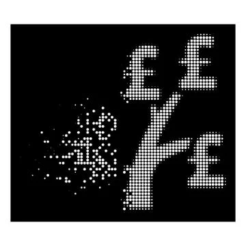 White Broken Pixel Halftone Pound Money Tree Icon Stock Illustration