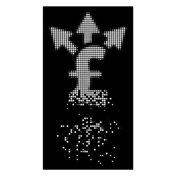 White Broken Pixel Halftone Split Pound Payment Icon Stock Illustration