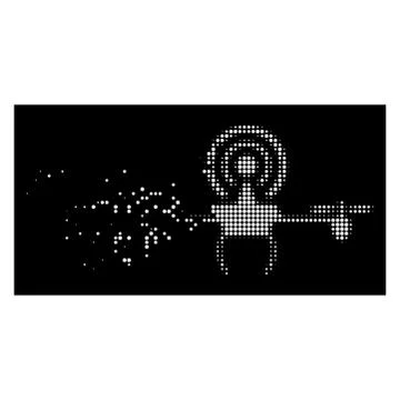 White Broken Pixel Halftone WiFi Repeater Drone Icon Stock Illustration