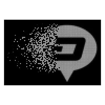 White Broken Pixelated Halftone Dash Hint Balloon Icon Stock Illustration