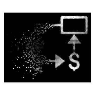 White Broken Pixelated Halftone Pound Dollar Flow Chart Icon Stock Illustration