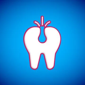 White Broken tooth icon isolated on blue background. Dental problem icon. Dental Stock Illustration