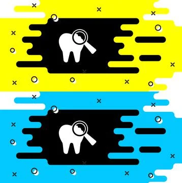 White Broken tooth icon isolated on black background. Dental problem icon Illustrazione stock
