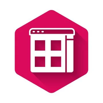 White Browser files icon isolated with long shadow background. Pink hexagon.. イラスト素材