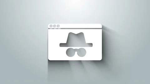 White Browser incognito window icon isolated on grey background. 4K Video motion Stock Footage 147226270