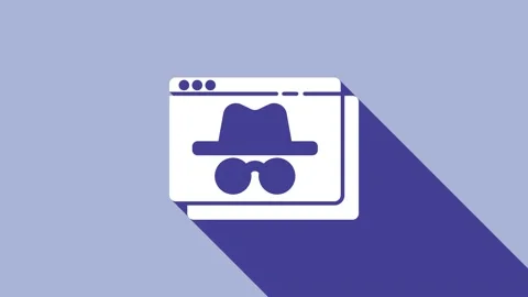 White Browser incognito window icon isolated on purple background. 4K Video Stock Footage 148297632
